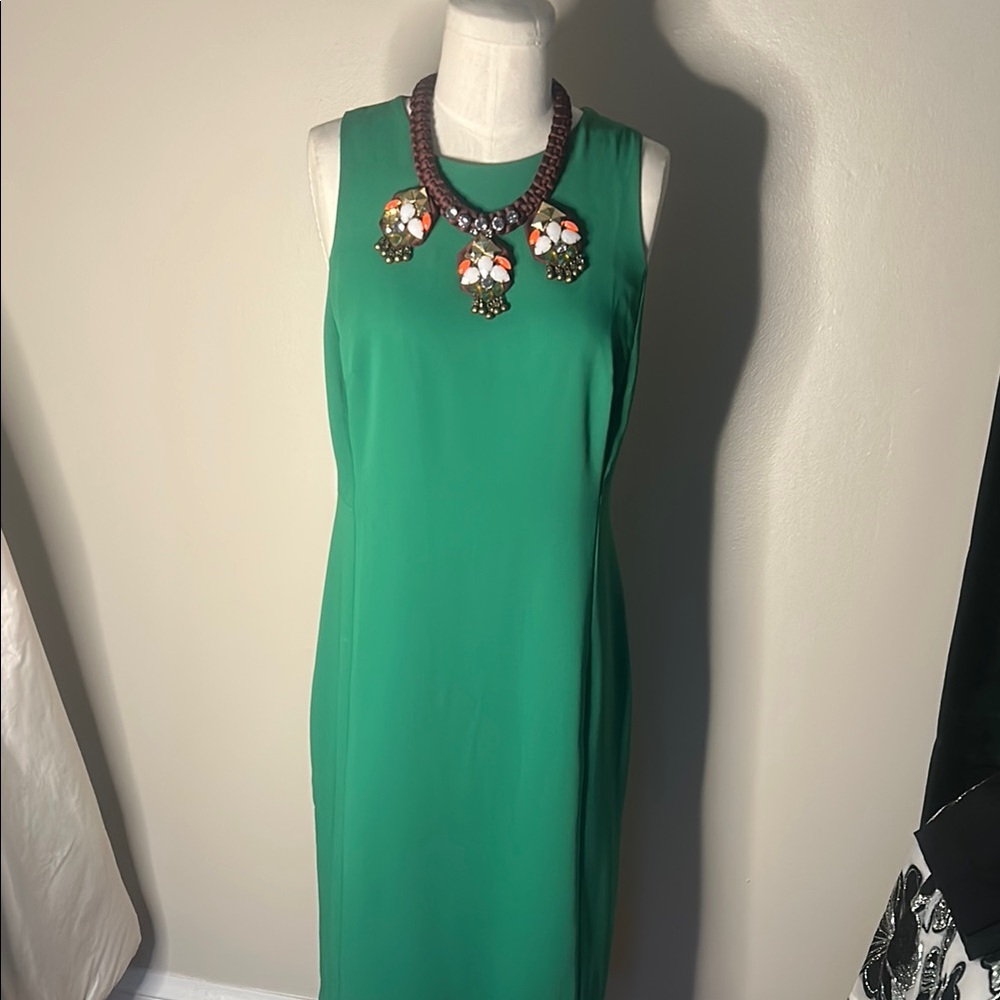 Ann Taylor Green Halter Sheath Midi Dress